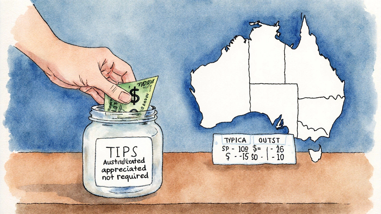 Hand dropping a note into a tip jar with a sign about optional tips in a salon.