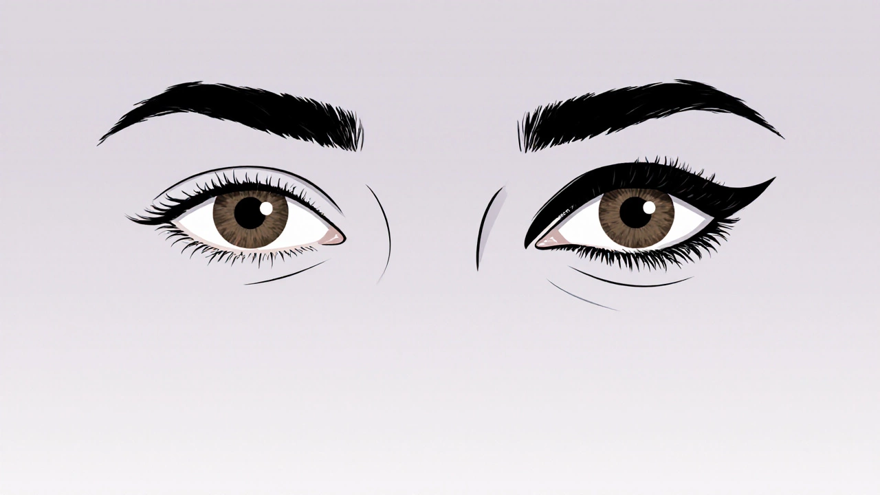 Side-by-side eyes showing the difference between no eyeliner and soft definition.