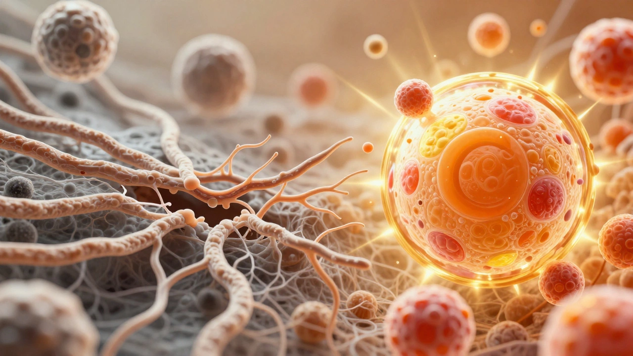 Abstract art showing collagen breakdown versus skin protection