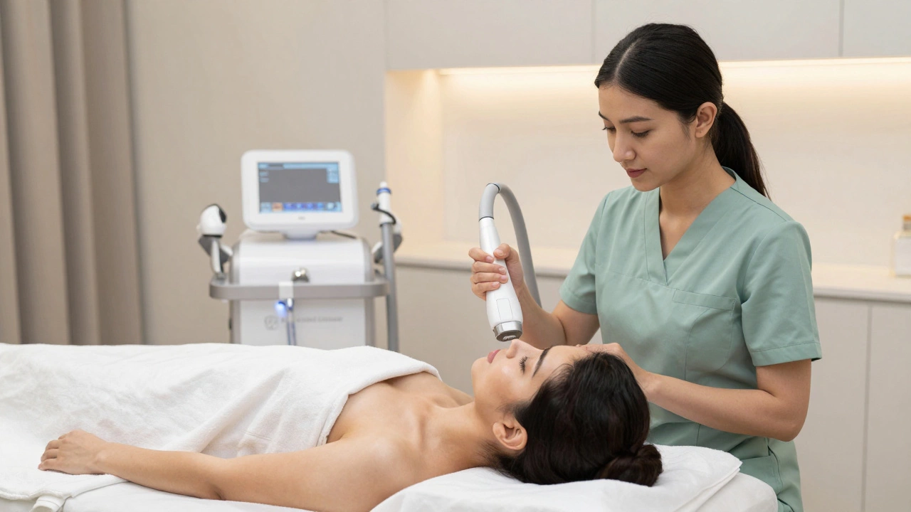 Patient receiving advanced skin rejuvenation treatment