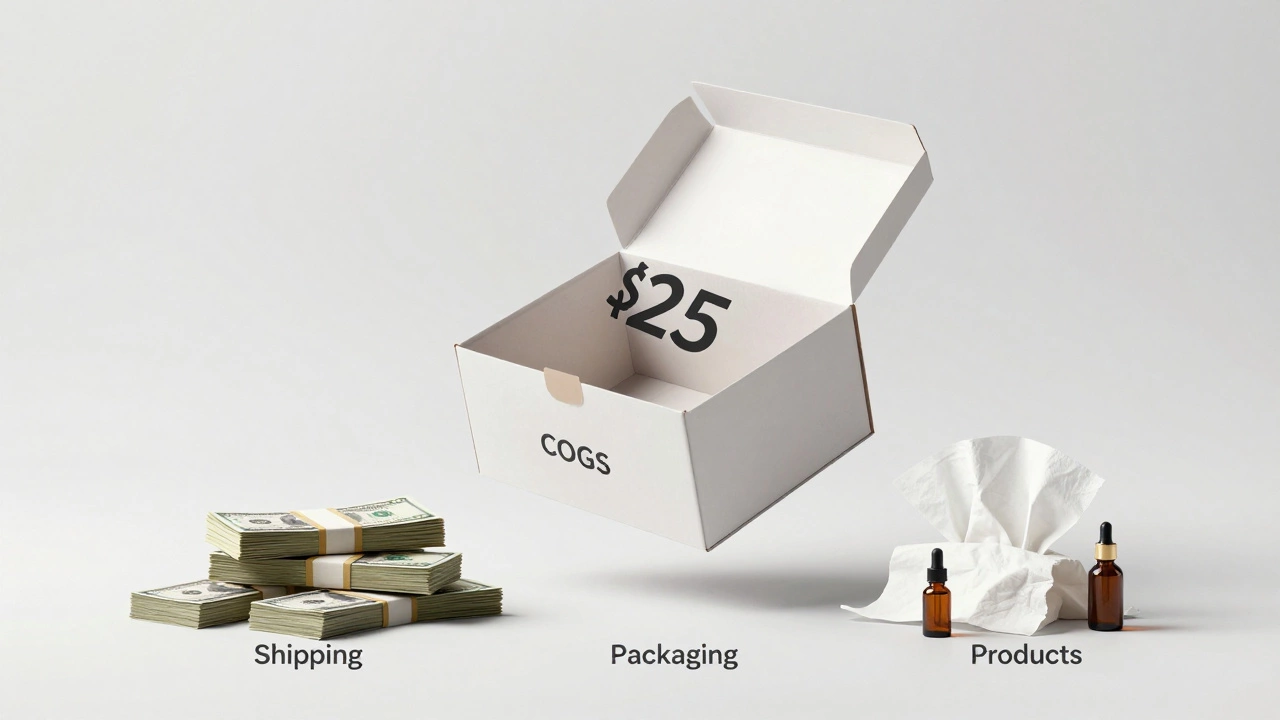 Conceptual art of beauty box costs pulling revenue apart
