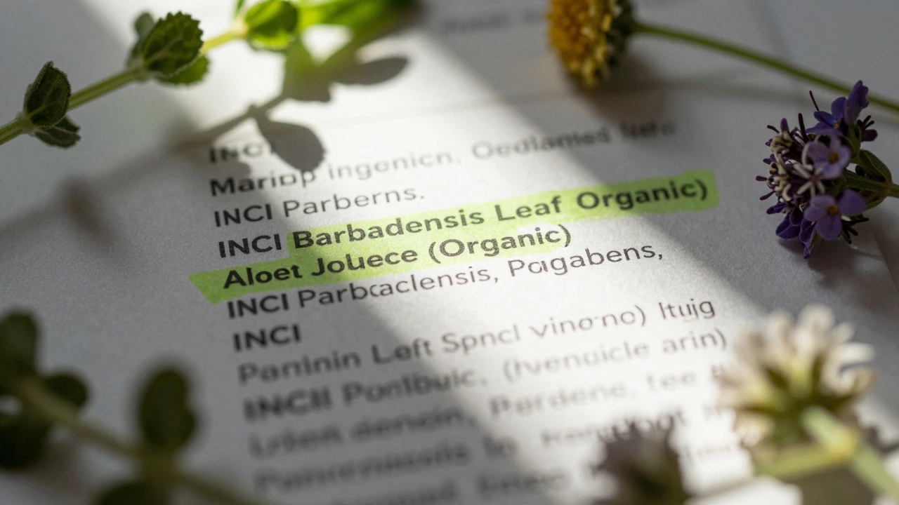 Close-up of ingredient list highlighting organic components