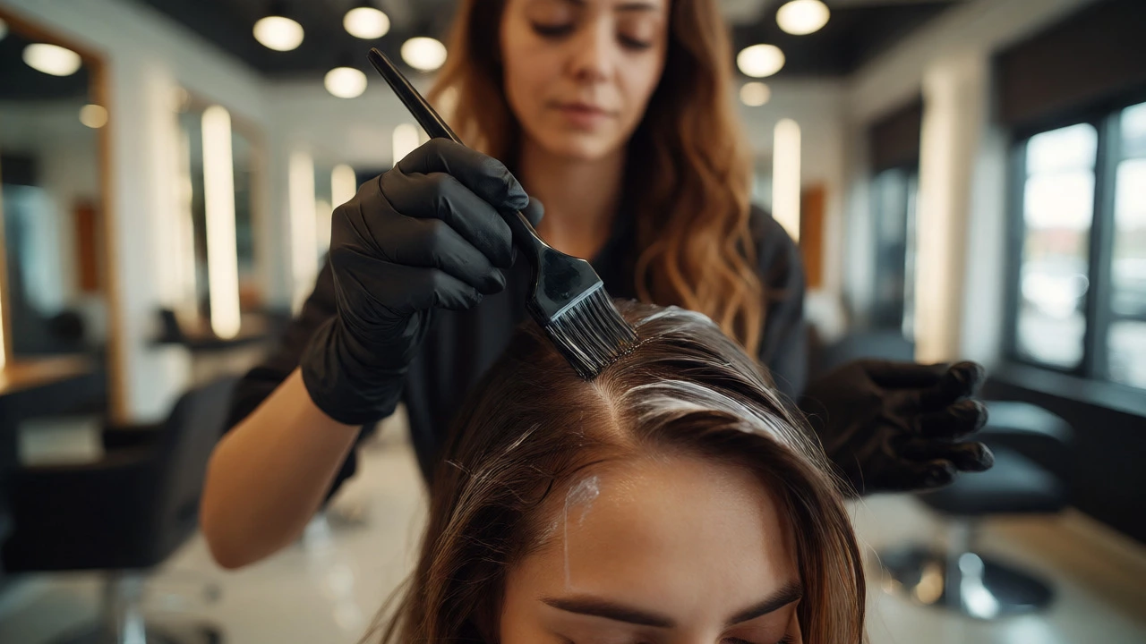 Colorist applying dye to protected scalp